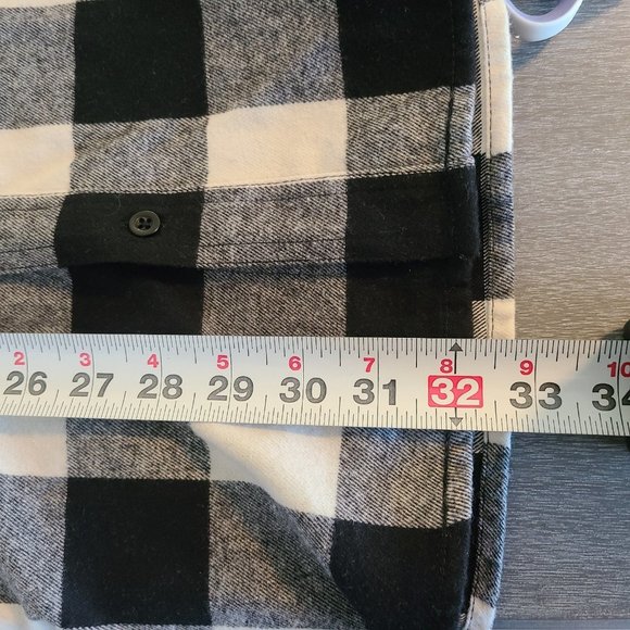 Burnside B8210 Yarn-Dyed Long Sleeve Flannel Mens Medium Black White NWT - Picture 8 of 9